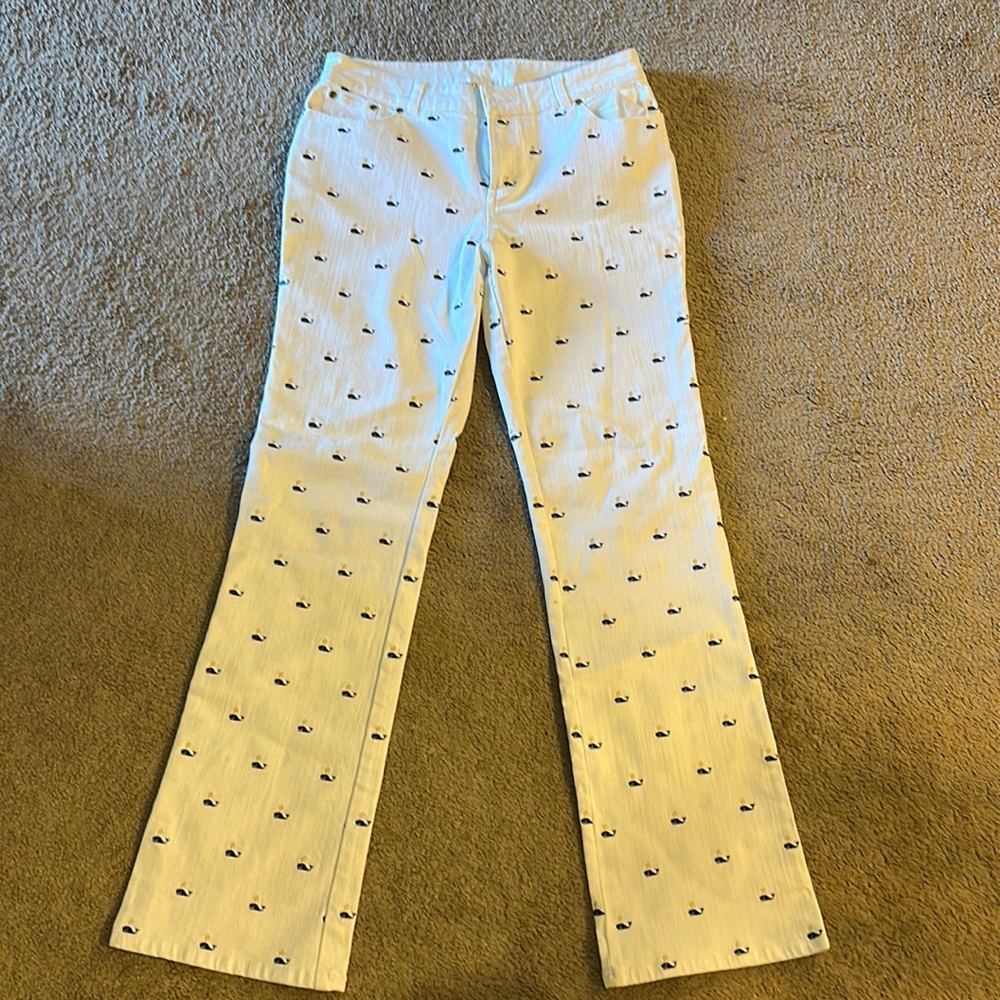 Lily Pulitzer white jeans with whales size 10